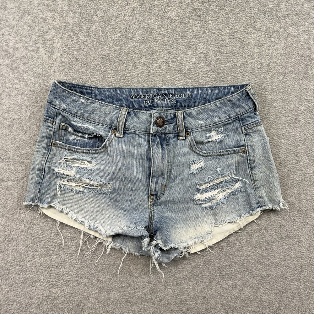 American Eagle Y2K 2000s Early 2010s Denim Stretch Micro Shorts Size 6‎ Booty 1"